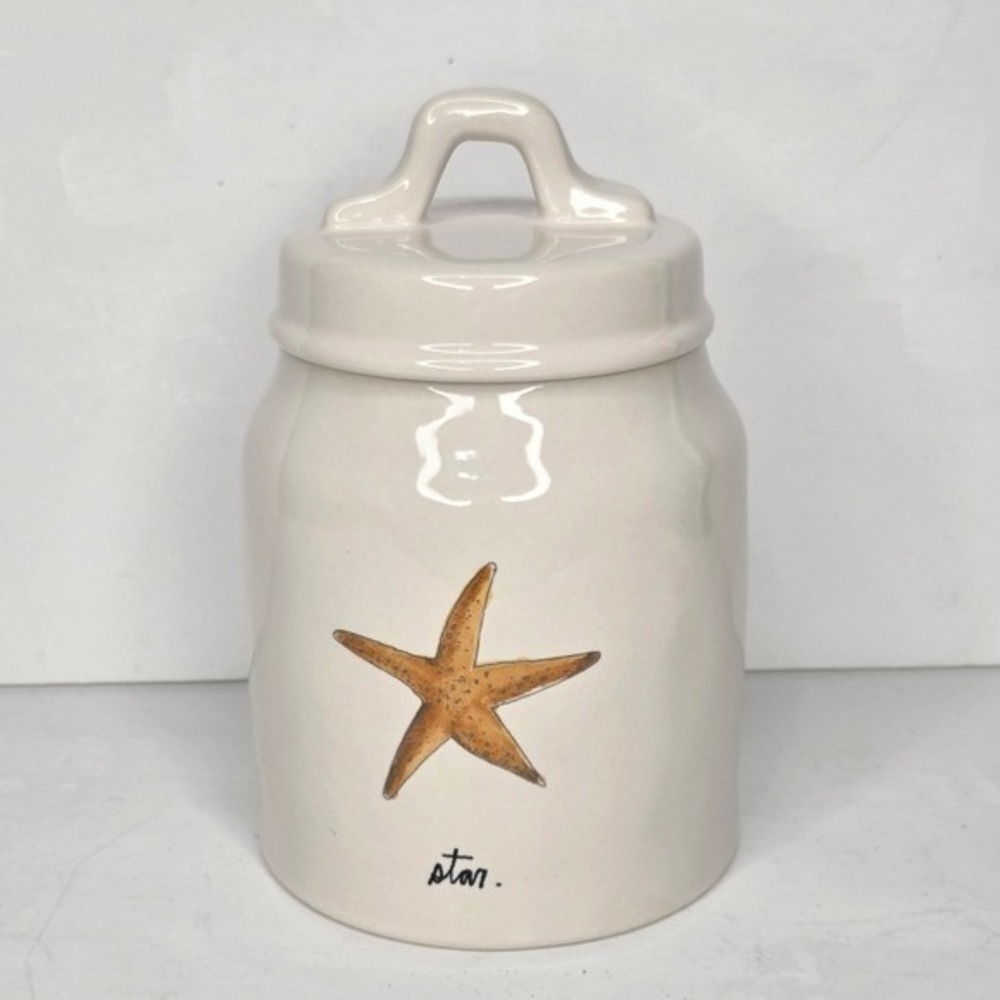Rae Dunn Starfish Ceramic Canister Beach Summer Theme HTF